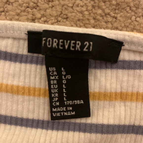 Yellow, grey, & white noodle strap summer dress size large forever 21 - Picture 4 of 4